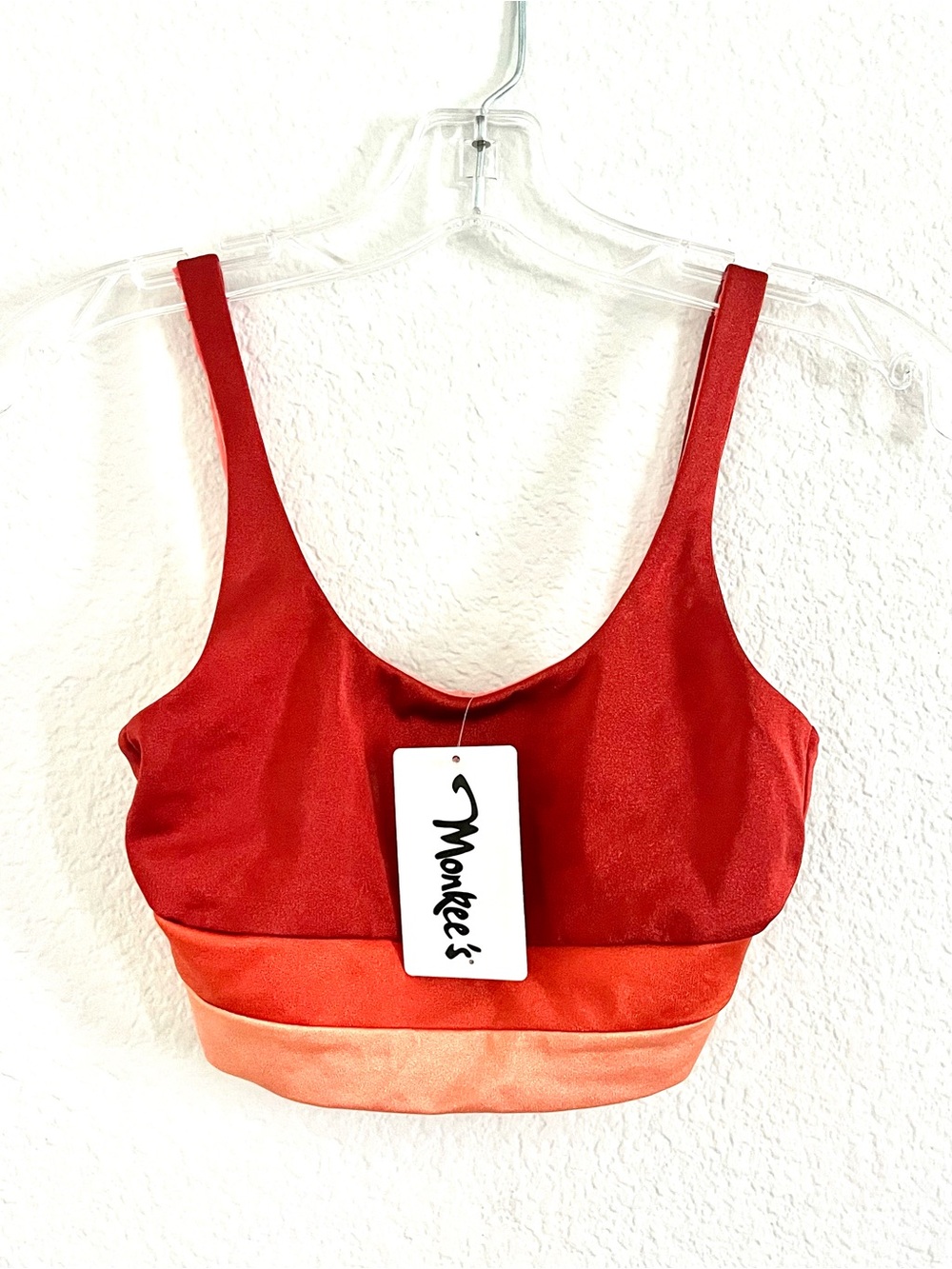 Beach Riot Copper and Coral Colorblock Swim Top